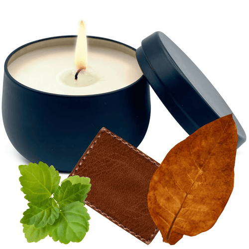 Soy Wax Candle in Tin Jar With Lid Leather Tobacco Patchouli Clean Burn up to 25 Hours Handmade in USA Natural and Safe by Relaxcation 6 oz EasyOptionXY LLC