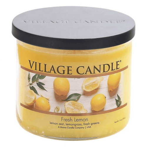 Village Candle Fresh Lemon, Medium Bowl Scented Candle, 14 Ounces, Yellow EasyOptionXY LLC