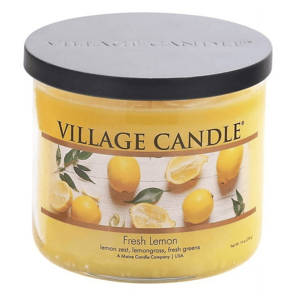 Village Candle Fresh Lemon, Medium Bowl Scented Candle, 14 Ounces, Yellow EasyOptionXY LLC