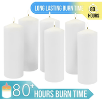 Stonebriar 3" x 8" Unscented 1-Wick White Pillar Candles, 6 Pack EasyOptionXY LLC