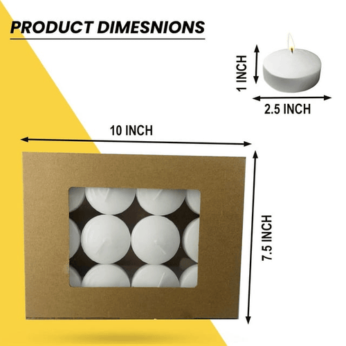 BAHROSA White Floating Candles 2.5' White Unscented Smokeless EasyOptionXY LLC
