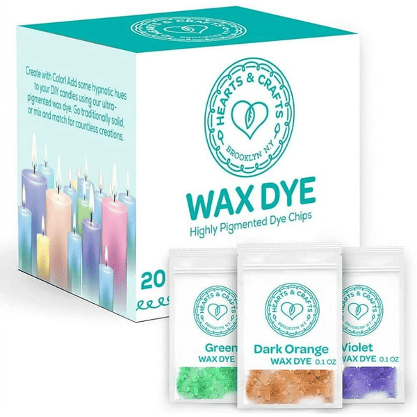 Hearts & Crafts Soy Wax Candle Dye - 20 Color Wax Chip Dyes for DIY Candle Making Supplies EasyOptionXY LLC