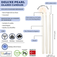 Aviv Judaica Premium Dripless Hanukkah Candles Thin Tapered Deluxe Pearl Candle Set of 45 Ultimate Elegance Standard Chanukah Menorah Candles Product of Turkey Includes DIY Dreidel, Prayer Card EasyOptionXY LLC