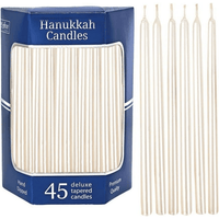 Aviv Judaica Premium Dripless Hanukkah Candles Thin Tapered Deluxe Pearl Candle Set of 45 Ultimate Elegance Standard Chanukah Menorah Candles Product of Turkey Includes DIY Dreidel, Prayer Card EasyOptionXY LLC
