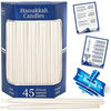 Aviv Judaica Premium Dripless Hanukkah Candles Thin Tapered Deluxe Pearl Candle Set of 45 Ultimate Elegance Standard Chanukah Menorah Candles Product of Turkey Includes DIY Dreidel, Prayer Card EasyOptionXY LLC