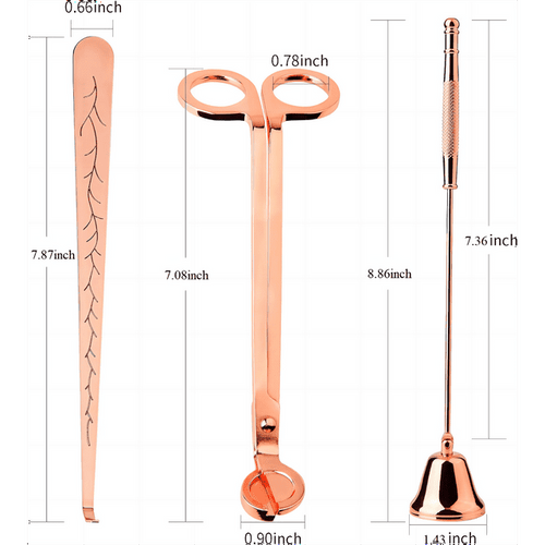 Noneea 3 in 1 Candle Accessory Set - Candle Wick Trimmer, Candle Snuffer, Wick Dipper, Candle Care Kit with Gift Packaging ( Rose Gold) EasyOptionXY LLC