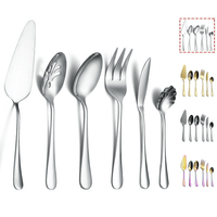 ReaNea Stainless Steel Silver Titanium Plated Flatware Serving Set 6 Pieces Silver Serving Silverware Set EasyOptionXY LLC