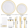 WDF Gold Plastic Plates with Gold Disposable Cutlery&Gold Plastic Cups- Napkins Sets 50Guest EasyOptionXY LLC