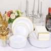 WDF Gold Plastic Plates with Gold Disposable Cutlery&Gold Plastic Cups- Napkins Sets 50Guest EasyOptionXY LLC