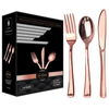 JL Prime 120 Piece Rose Gold Plastic Silverware Set, Re-Usable Recyclable Plastic Cutlery, 40 Forks, 40 Spoons, 40 Knives, Great for Wedding, Anniversary, Rehearsal, Shower Events EasyOptionXY LLC
