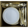 Crown Display 200 Ct. Gold Rim - Wedding Kit Disposable Plastic Cutlery Set - Service for 40 EasyOptionXY LLC