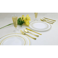 Crown Display 200 Ct. Gold Rim - Wedding Kit Disposable Plastic Cutlery Set - Service for 40 EasyOptionXY LLC