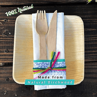 Disposable Wooden Cutlery Utensils Set ??¨¬ (Pack of 150) 30 7.8-inch Plates 30 Forks 30 Knives 30 Spoons 30 Small Spoons Eco-Friendly Silverware Compostable Flatware Biodegradable Better T EasyOptionXY LLC