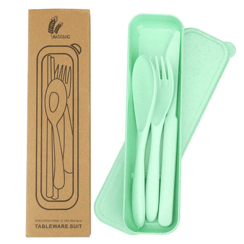 Travel Cutlery Set with Case, Reusable Flatware Sets, Portable Camping Cutlery Set (Green) EasyOptionXY LLC