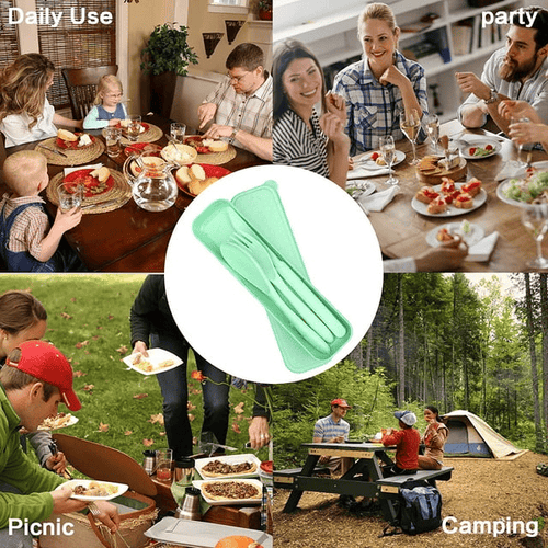 Travel Cutlery Set with Case, Reusable Flatware Sets, Portable Camping Cutlery Set (Green) EasyOptionXY LLC