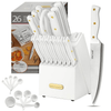 Knife set For Kitchen with Block,McCook MC703 White Kitchen Knife Sets with Built-in Sharpener,Cutlery set with Measuring Cups and Spoons For Cooking,26pcs EasyOptionXY LLC