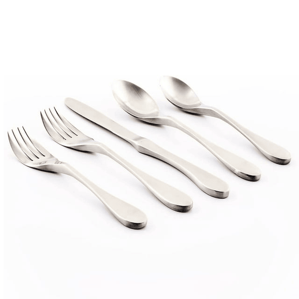 Knork Original Silverware Stainless Steel Metal Utensils Flatware Cutlery Place Setting, 5 Piece, Matte Silver EasyOptionXY LLC