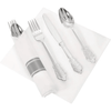 WDF Silver Plastic Silverware with Pre Rolled Napkins-90PCS Silver Disposable Cutlery EasyOptionXY LLC