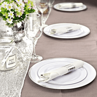 WDF Silver Plastic Silverware with Pre Rolled Napkins-90PCS Silver Disposable Cutlery EasyOptionXY LLC