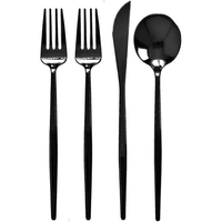 BLACK SILVERWARE SET | Plastic Flatware | 96 PC Set | Opulence Collection EasyOptionXY LLC