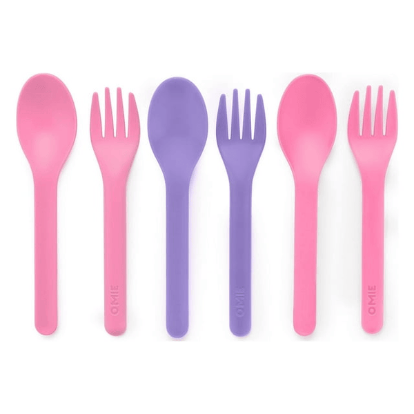 OmieBox Utensil Refill Pack for OmiePod - Matches Bubble Pink or Lilac Purple OmieBox Utensil Set with Case - Reusable, Travel, Lunch Boxes - 6 pieces total (3 spoons + 3 forks) EasyOptionXY LLC
