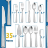 Walchoice 35 Pieces Silverware Set with Serving Set, Stainless Steel Flatware Cutlery Set for 6, Metal Eating Utensils for Home Banquet Buffet, Matte Finished EasyOptionXY LLC
