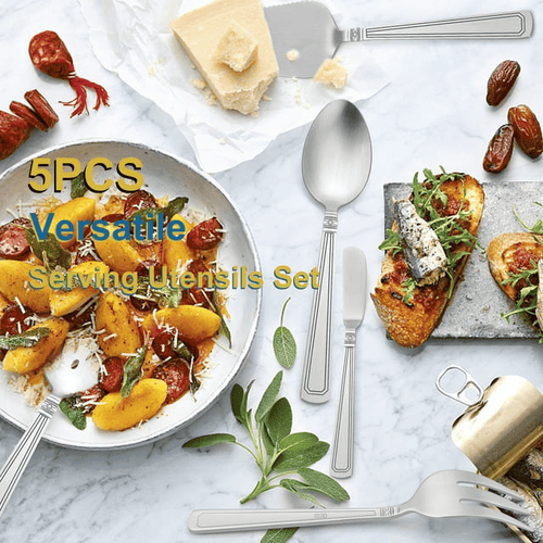 Walchoice 35 Pieces Silverware Set with Serving Set, Stainless Steel Flatware Cutlery Set for 6, Metal Eating Utensils for Home Banquet Buffet, Matte Finished EasyOptionXY LLC