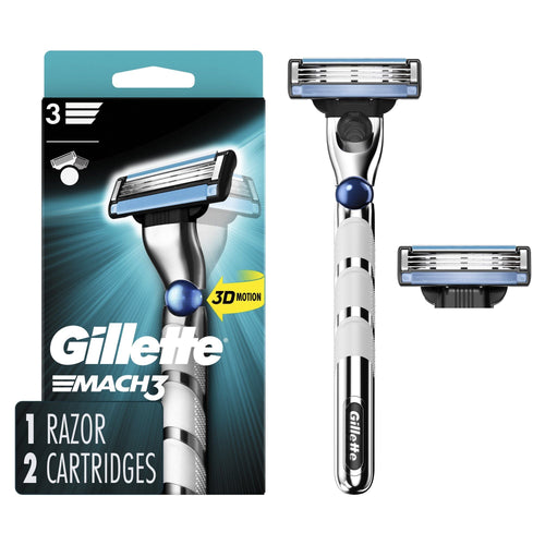 Gillette Mach3 3D Men's Razor Handle and 2 Blade Refills EasyOptionXY LLC