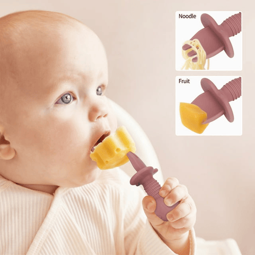 Skycase Baby Fork and Spoon Set, Baby Silicone Chewable Utensils Easy Grip for Baby Led Weaning Children's Self Feeding Training Utensils 6 Months+ (Set of 2) EasyOptionXY LLC