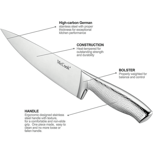 McCook MC20 17pcs Kitchen Knife Set with Block Cutlery Knife Block Set Stainless Steel EasyOptionXY LLC