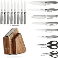 McCook MC20 17pcs Kitchen Knife Set with Block Cutlery Knife Block Set Stainless Steel EasyOptionXY LLC