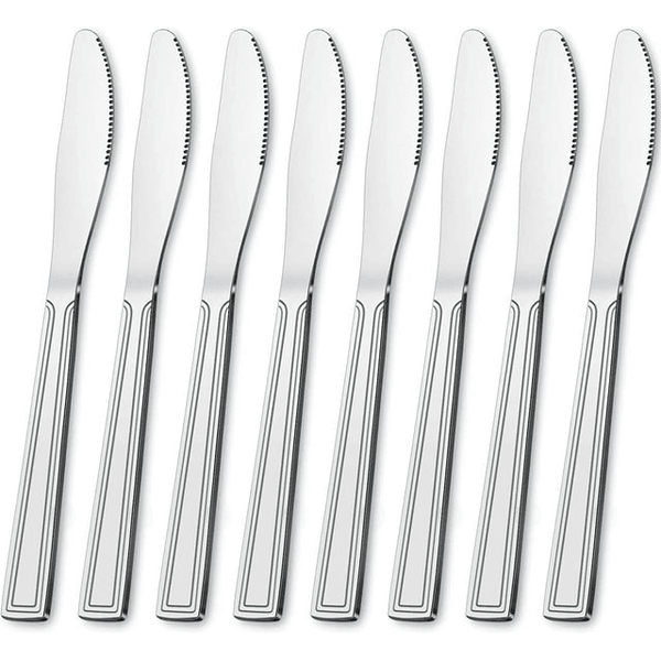 Bestdin Dinner Knife Set, 24 Pieces Kitchen Knives, Texture Design Square Handle Stainless Steel Cutlery Knife, Table Knives for Home, Hotel and Restaurant, Mirror Polished, Dishwasher Safe EasyOptionXY LLC