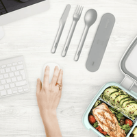 Bentgo? Stainless Travel Utensil Set - Reusable 3-Piece Silverware Set with Carrying Case, High-Grade Premium Steel, BPA-Free Case, Eco-Friendly - Ideal for Travel, Camping, and Office Use (Aqua) EasyOptionXY LLC