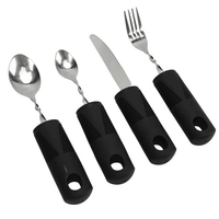 Arthritic Hands Adaptive Utensil, Ergonomic Design Black Handle Weighted Silverware For Home Hospital For Parkinsons Patients EasyOptionXY LLC