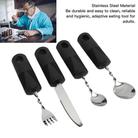 Arthritic Hands Adaptive Utensil, Ergonomic Design Black Handle Weighted Silverware For Home Hospital For Parkinsons Patients EasyOptionXY LLC