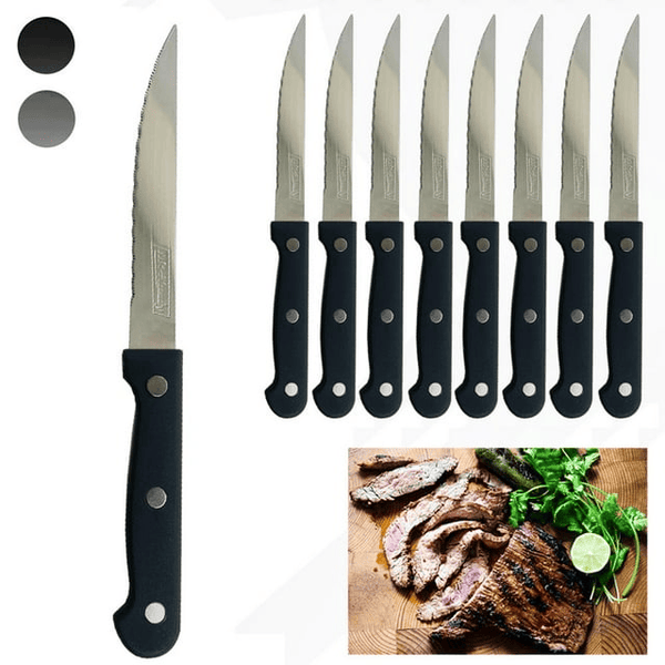 8 Set Stainless Steel Steak Knives Serrated 8.5" Knife Cutlery Kitchen Utensil EasyOptionXY LLC
