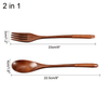 Uxcell Kitchenware Cutlery Non-slip Handle Spoon Fork Set Wood Brown 2 in 1 EasyOptionXY LLC