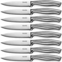 Steak Knives, Serrated Steak Knives with Gift Box, Stainless Steel Kitchen Steak Knife Set of 8, Silver EasyOptionXY LLC