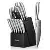 D.Perlla Knife Set , 15 Pieces Stainless Steel Hollow Handle Kitchen Cutlery Set with with Built in Knife Sharpener Block EasyOptionXY LLC