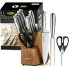 McCook MC35 11-Piece Kitchen Cutlery Knife Block Set with Built-in Sharpener Stainless Steel EasyOptionXY LLC