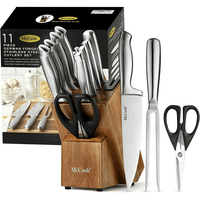 McCook MC35 11-Piece Kitchen Cutlery Knife Block Set with Built-in Sharpener Stainless Steel EasyOptionXY LLC
