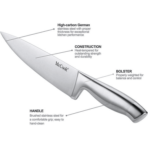 McCook MC35 11-Piece Kitchen Cutlery Knife Block Set with Built-in Sharpener Stainless Steel EasyOptionXY LLC