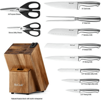 McCook MC35 11-Piece Kitchen Cutlery Knife Block Set with Built-in Sharpener Stainless Steel EasyOptionXY LLC