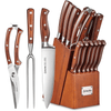 Knife Block Set, D.Perlla 16 Pieces German Stainless Steel Professional Kitchen Knife Set with Carving Fork EasyOptionXY LLC