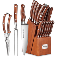 Knife Block Set, D.Perlla 16 Pieces German Stainless Steel Professional Kitchen Knife Set with Carving Fork EasyOptionXY LLC