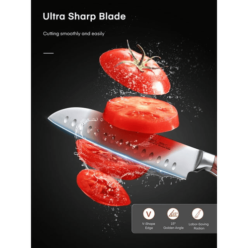 Knife Block Set, D.Perlla 16 Pieces German Stainless Steel Professional Kitchen Knife Set with Carving Fork EasyOptionXY LLC