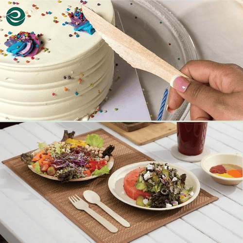 ECO SOUL 100% Compostable Cutlery 350 Count Disposable Wooden Cutlery Set I 100% Natural, Sturdy, Eco-Friendly, Utensils Set I Biodegradable (150 Fork, 100 Spoon, 100 Knife) EasyOptionXY LLC