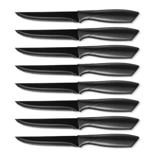 Steak Knives, Serreated Steak Knife Set of 8, Black Stainless Steel Table Knife Set EasyOptionXY LLC