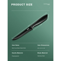 Steak Knives, Serreated Steak Knife Set of 8, Black Stainless Steel Table Knife Set EasyOptionXY LLC