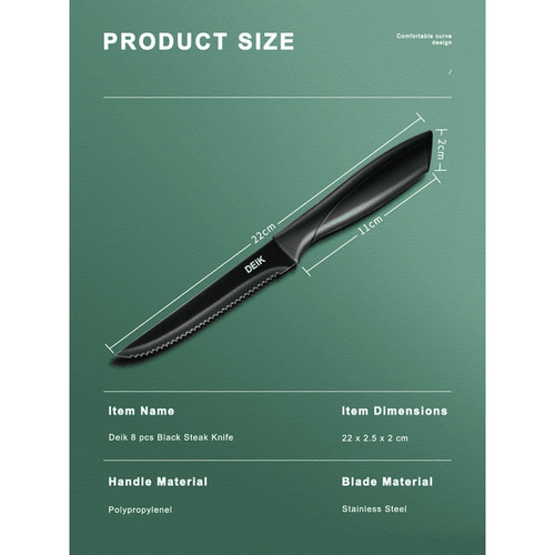 Steak Knives, Serreated Steak Knife Set of 8, Black Stainless Steel Table Knife Set EasyOptionXY LLC